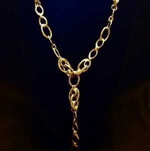 Panacea (NWT) bold gold tone Y necklace